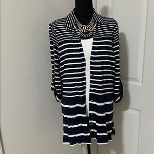 Chico's Navy and White Striped Tunic